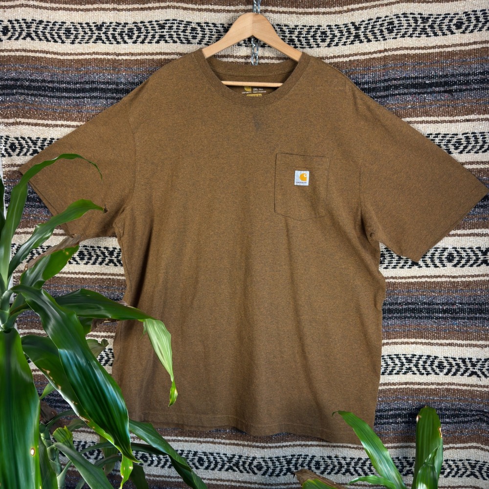 Carhartt Mens 2XL Tall Brown Heather K87 Original Fit Pocket T-Shirt Workwear